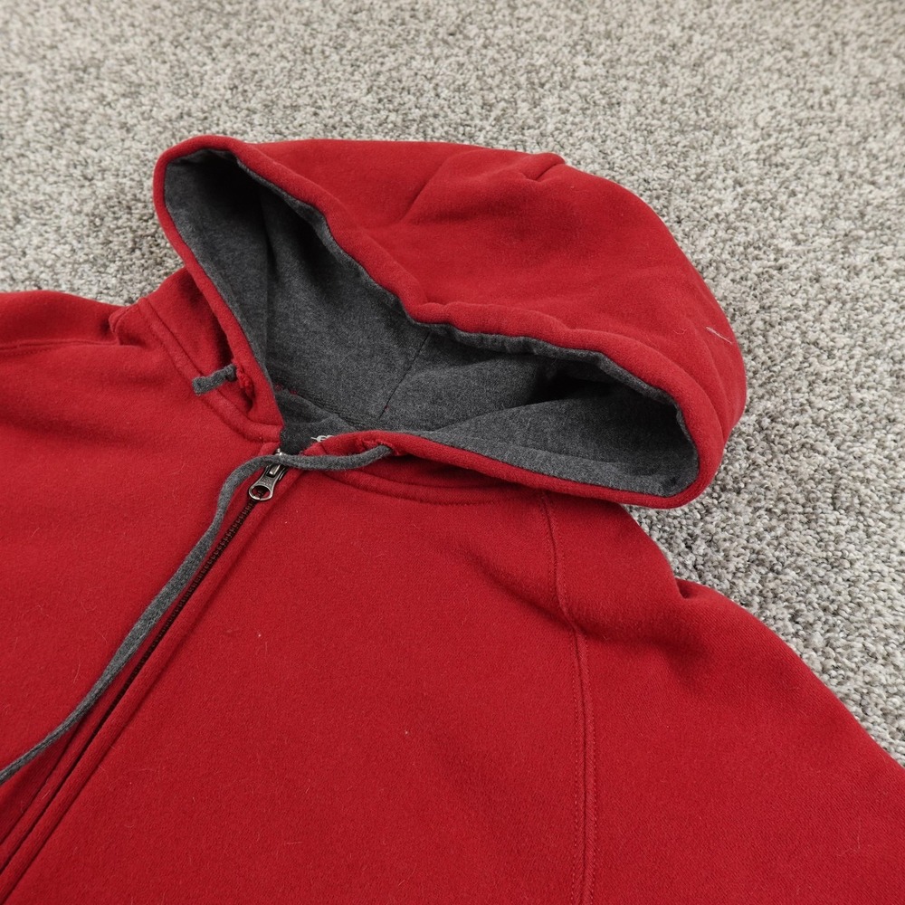 Eddie Bauer Hoodie Mens M Red Fleece Full Zip Sweatshirt Jacket Hiking Outdoor